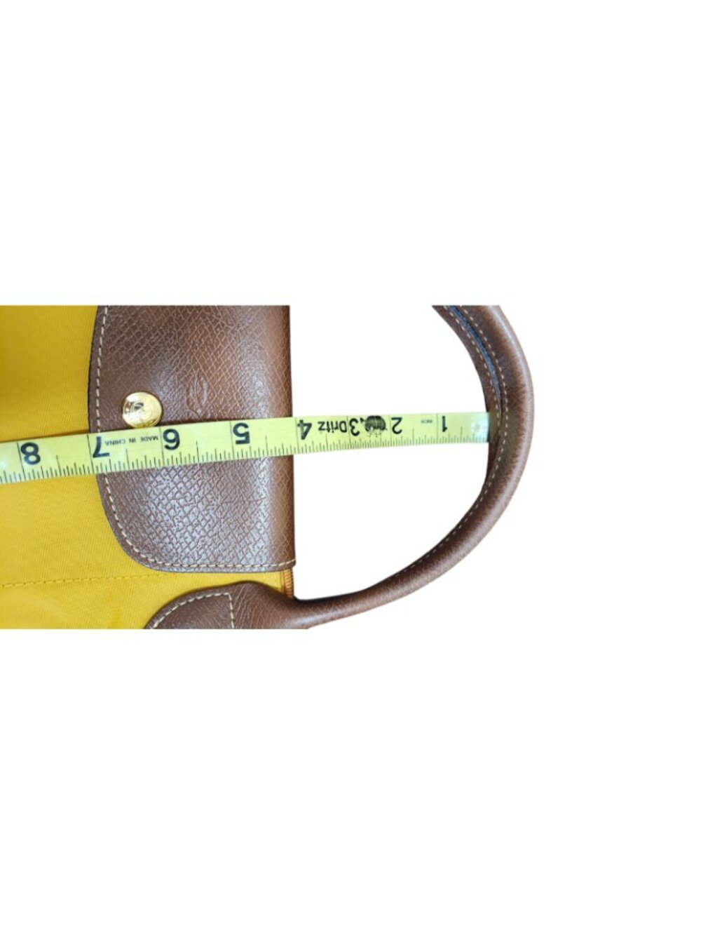 Longchamp Le Pliage Medium Tote Yellow Nylon Leather Handle Foldable Bag Authent - Picture 14 of 14